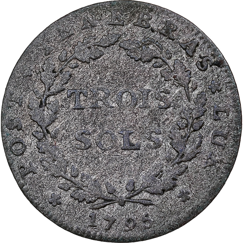 Republic of Geneva, 3 Sols, 1795, Bern, Billon, VF(20-25)