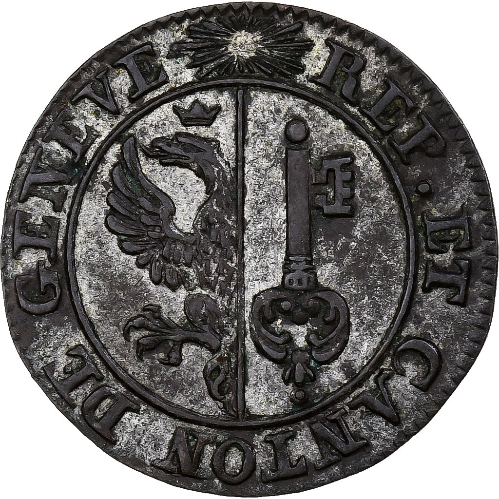 Canton of Geneva, 6 Deniers, 1825, Bern, Vellón, MBC