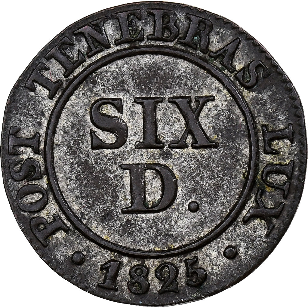 Canton of Geneva, 6 Deniers, 1825, Bern, Vellón, MBC