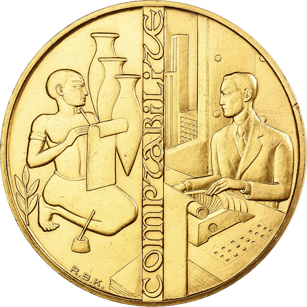 Frankreich, Medaille, Association des Comptables, 1974, Gilt Bronze, VZ
