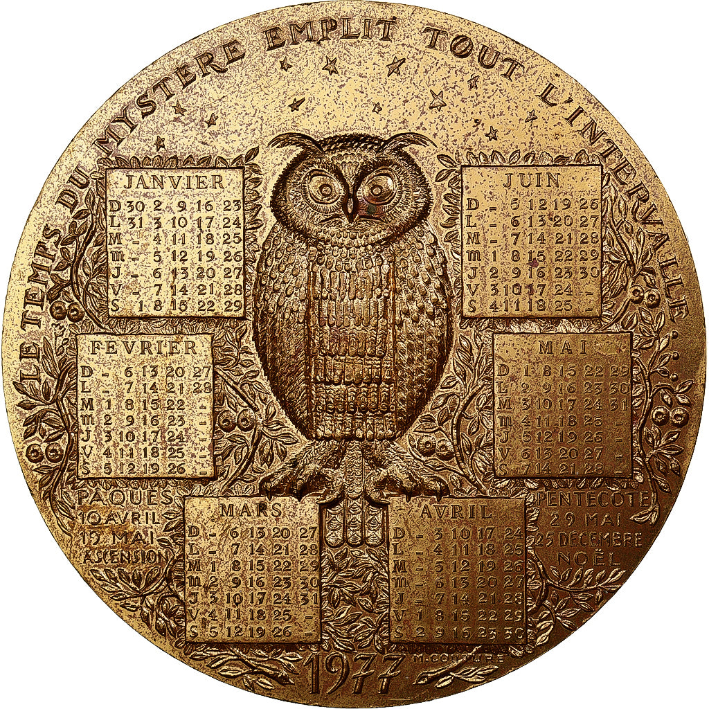 Francia, medaglia, Calendrier 1977, 1977, MDP, Bronze Florentin, Couture, SPL-