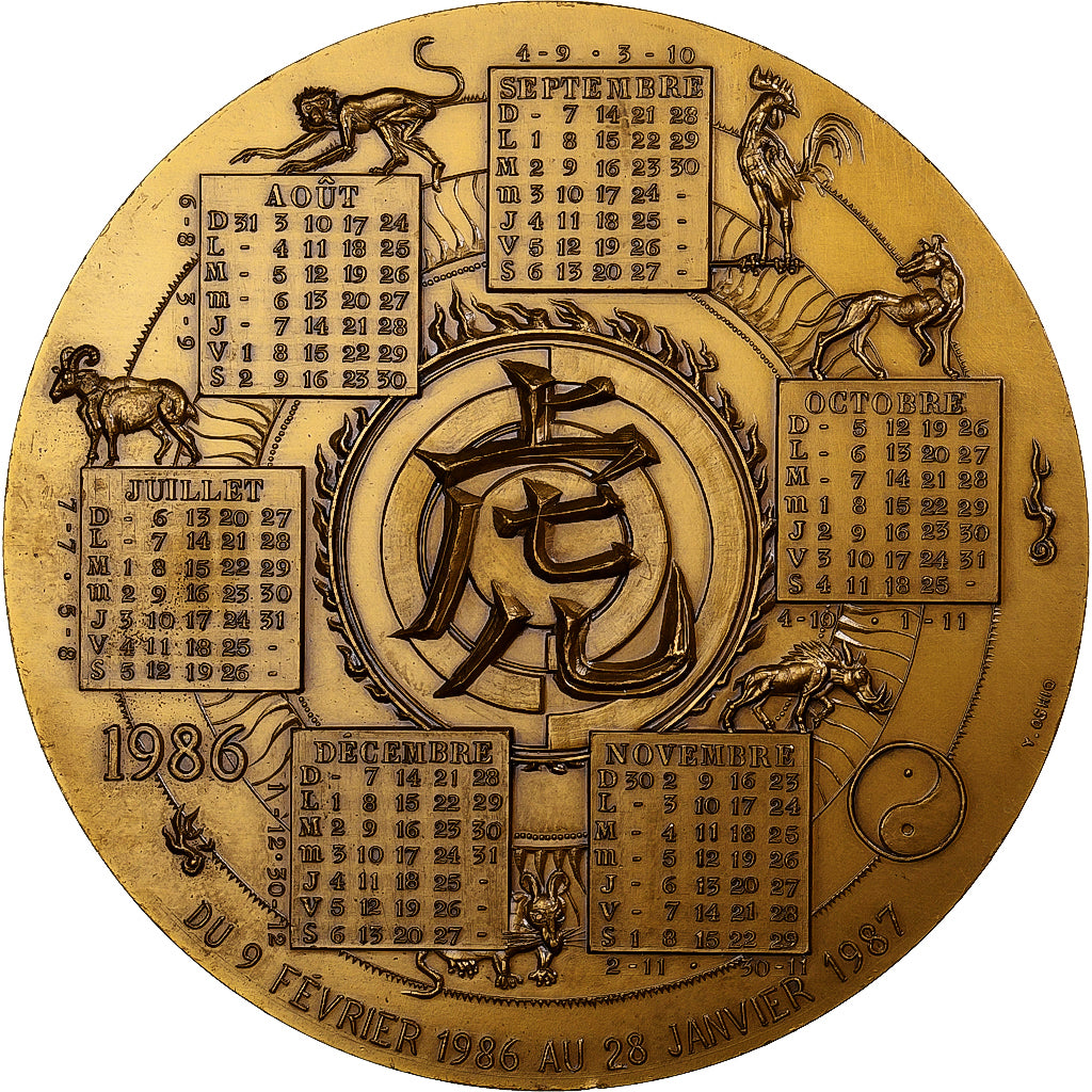 Frankreich, Medaille, Année du Tigre, 1986, MDP, Bronze Florentin, Oshio, VZ