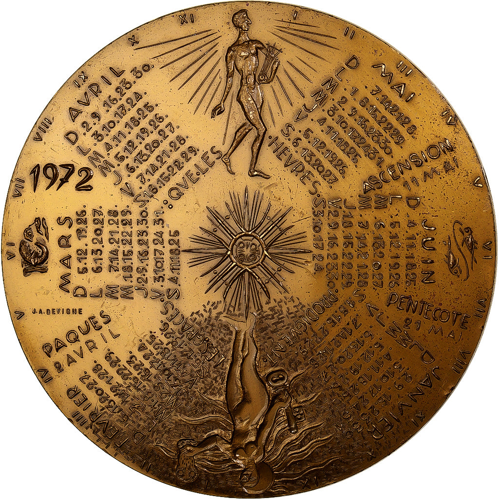 Frankreich, Medaille, Calendrier 1972, 1971, MDP, Bronze, Devigne, VZ