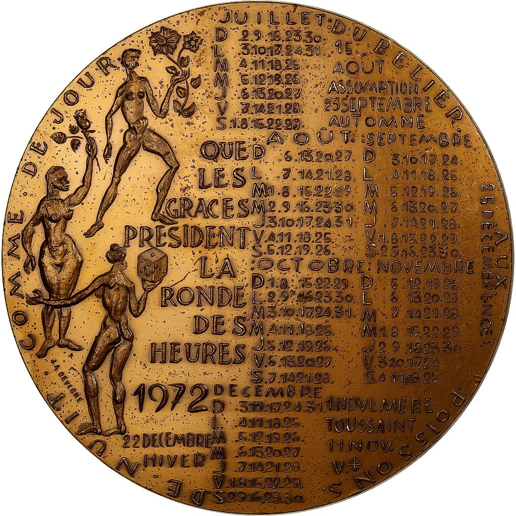 Frankreich, Medaille, Calendrier 1972, 1971, MDP, Bronze, Devigne, VZ