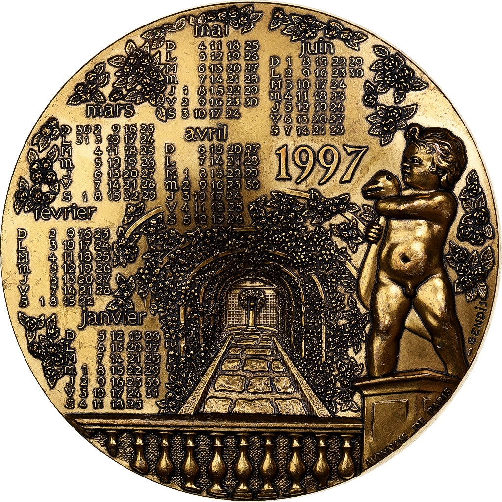 Francia, medalla, Calendrier, Parcs et Jardins de France, 1997, MDP, Bronze