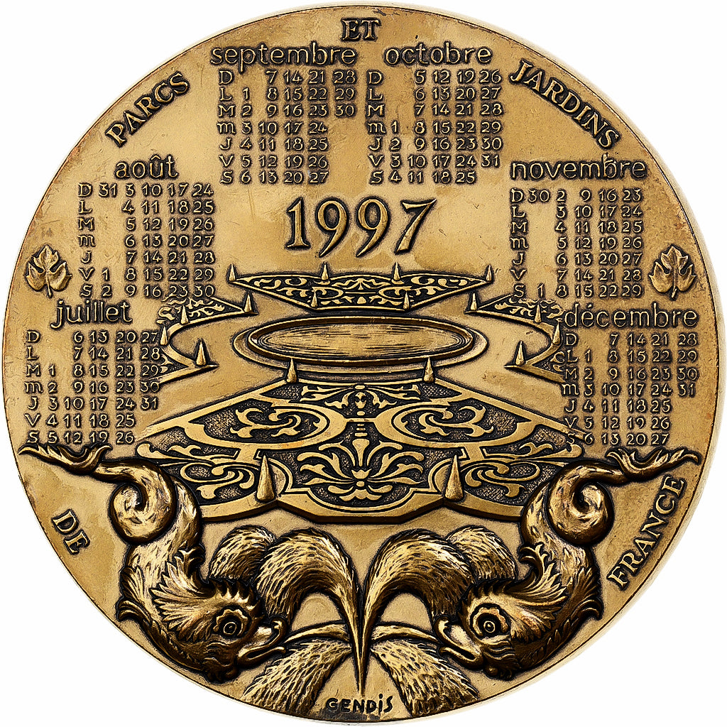 Francia, medalla, Calendrier, Parcs et Jardins de France, 1997, MDP, Bronze