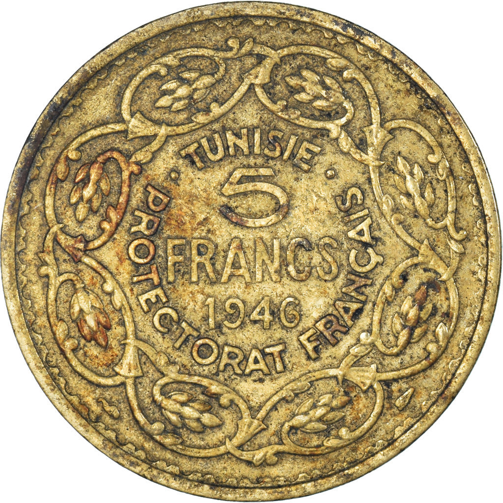 Münze, Tunesien, 5 Francs, 1946