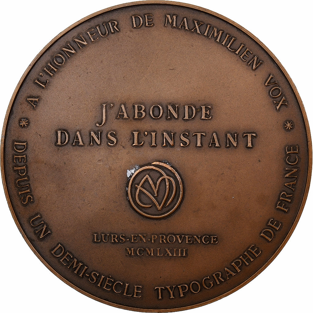 Frankreich, Medaille, Maximilien Vox, Typographe de France, 1963, MDP, Bronze