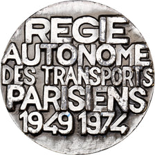 France, Medal, 25th Anniversary - RATP, 1973, Silvered bronze, Lery, EF(40-45)