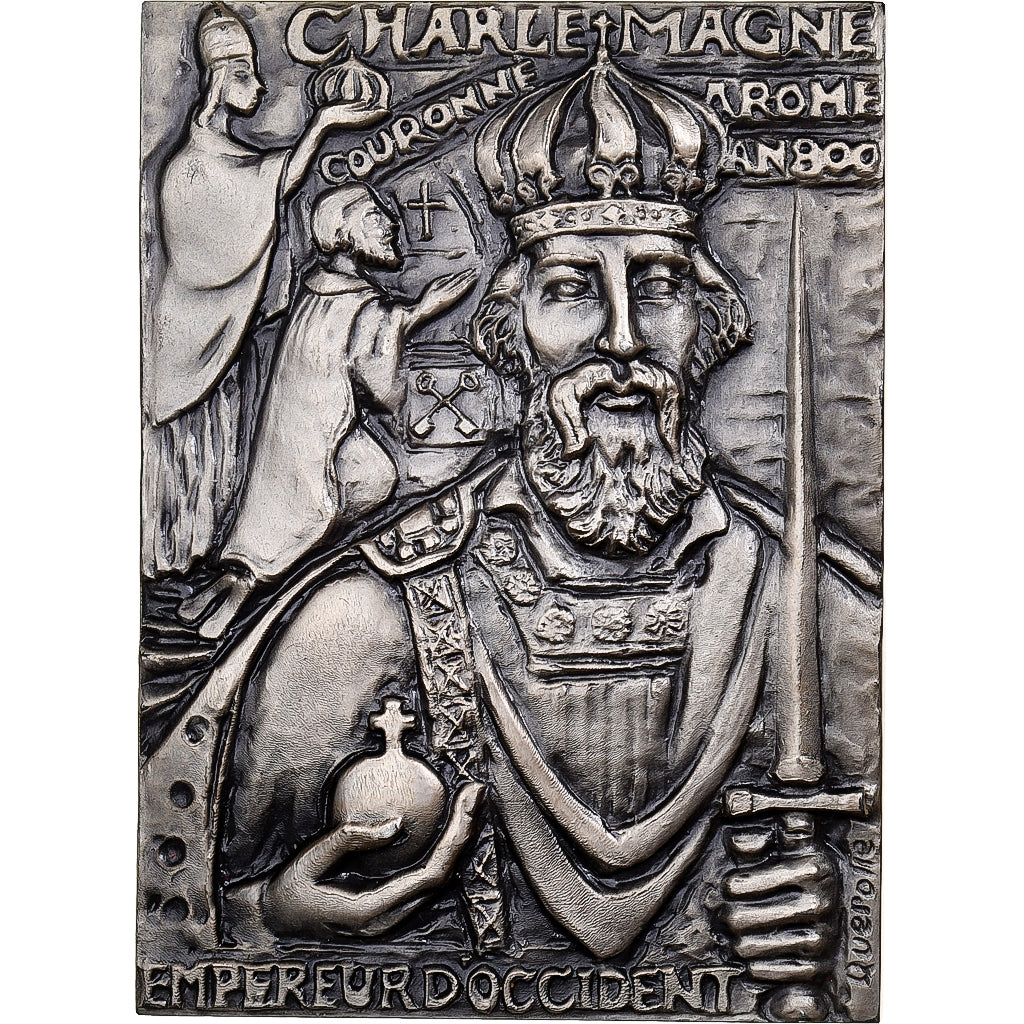 France, Médaille, Charlemagne Couronné à Rome (An 800), 1973, Argent, SUP