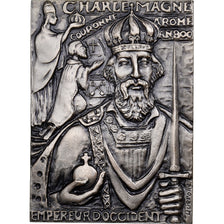 France, Médaille, Charlemagne Couronné à Rome (An 800), 1973, Argent, SUP