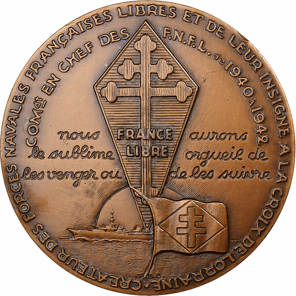 France, Médaille, Émile Muselier, 1986, MDP, Bronze, SUP, Baron