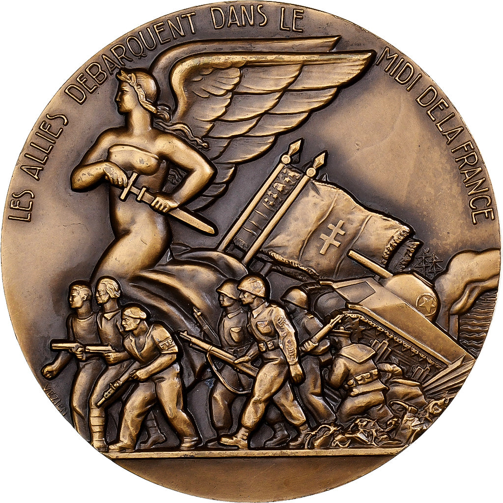 Francja, medal, Le Débarquement en Provence, MDP, Brązowy, Vezien, AU(55-58)