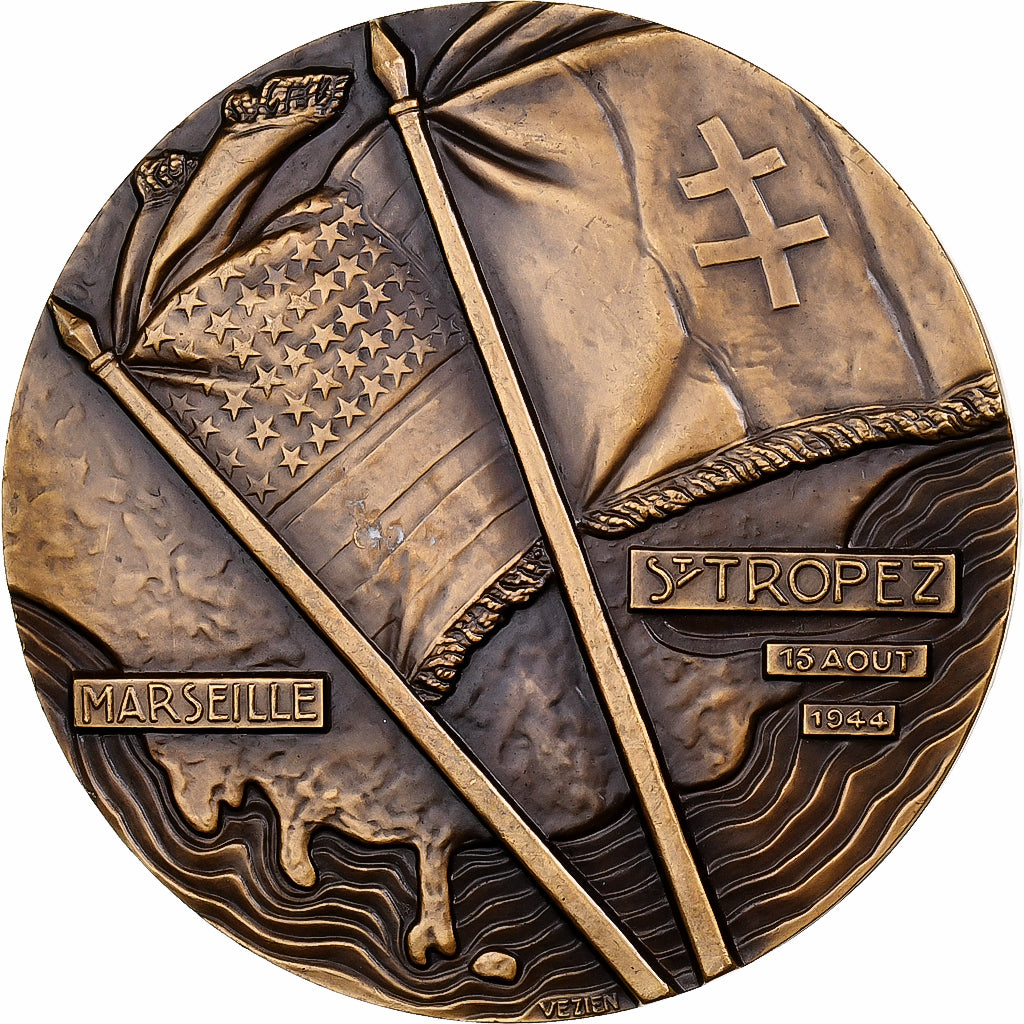 Francja, medal, Le Débarquement en Provence, MDP, Brązowy, Vezien, AU(55-58)