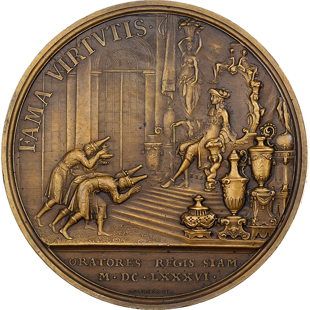Francia, medaglia, Louis XIV, Réception des Ambassadeurs du Siam en 1686