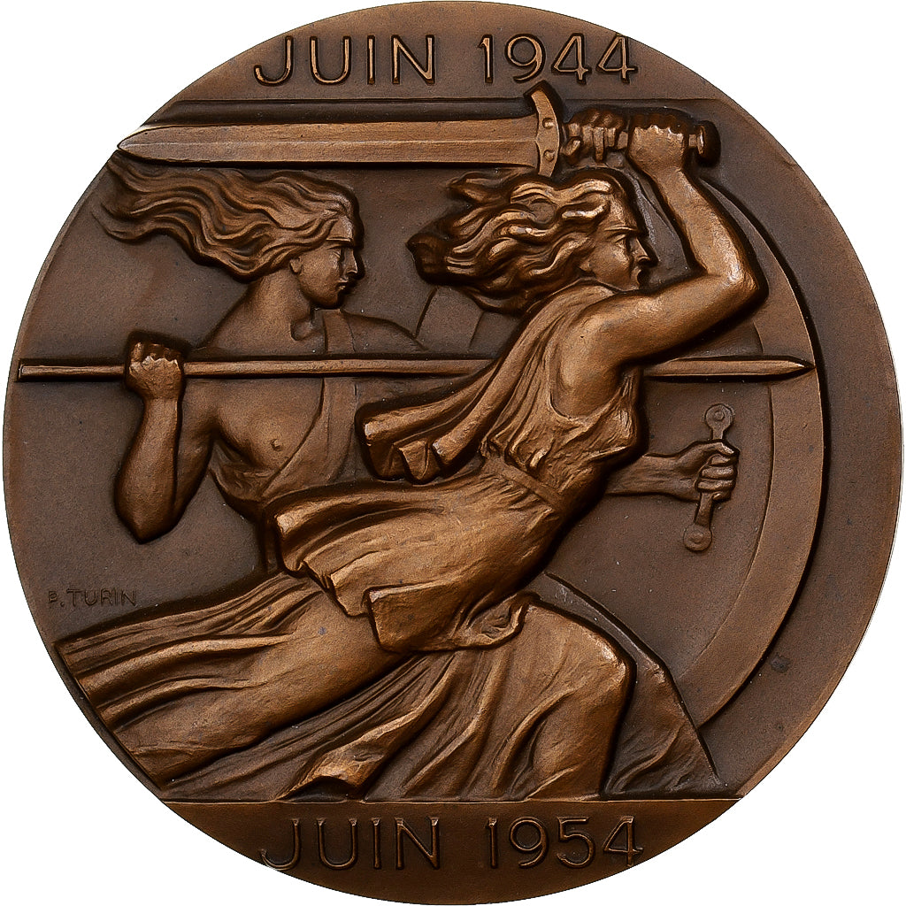 France, Médaille, Cherbourg, Port de la Libération, 1954, MDP, Bronze, SUP
