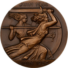 France, Médaille, Cherbourg, Port de la Libération, 1954, MDP, Bronze, SUP