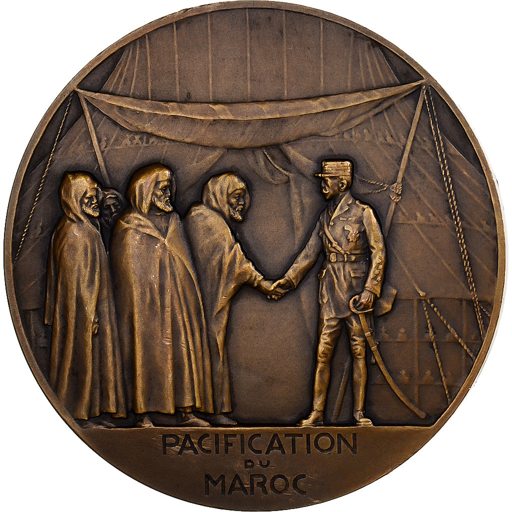 France, Médaille, Maréchal Lyautey, Pacification du Maroc, 1925, MDP, Bronze