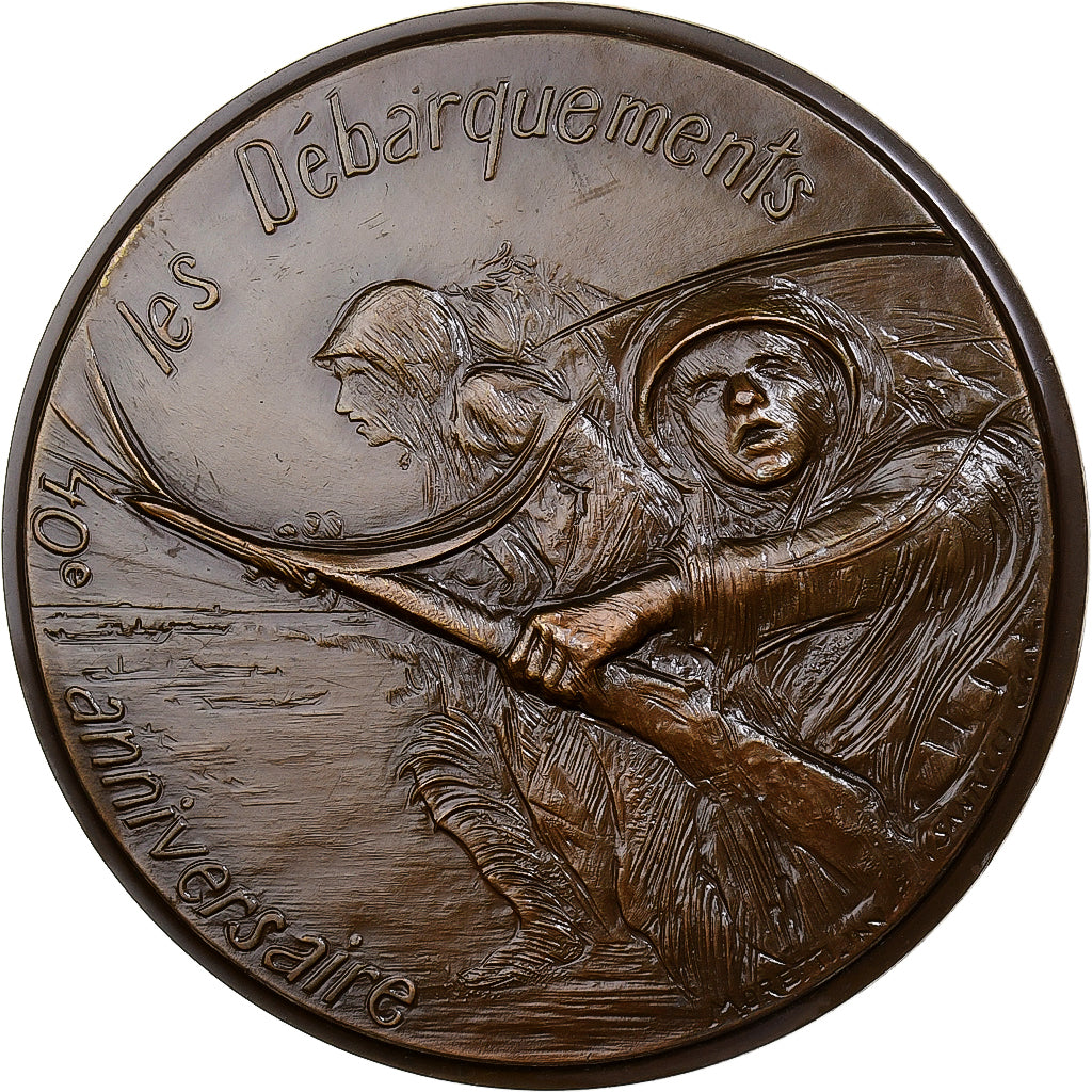 França, medalha, La Résistance, 1984, MDP, Bronze, Moretti/Santucci, AU(55-58)