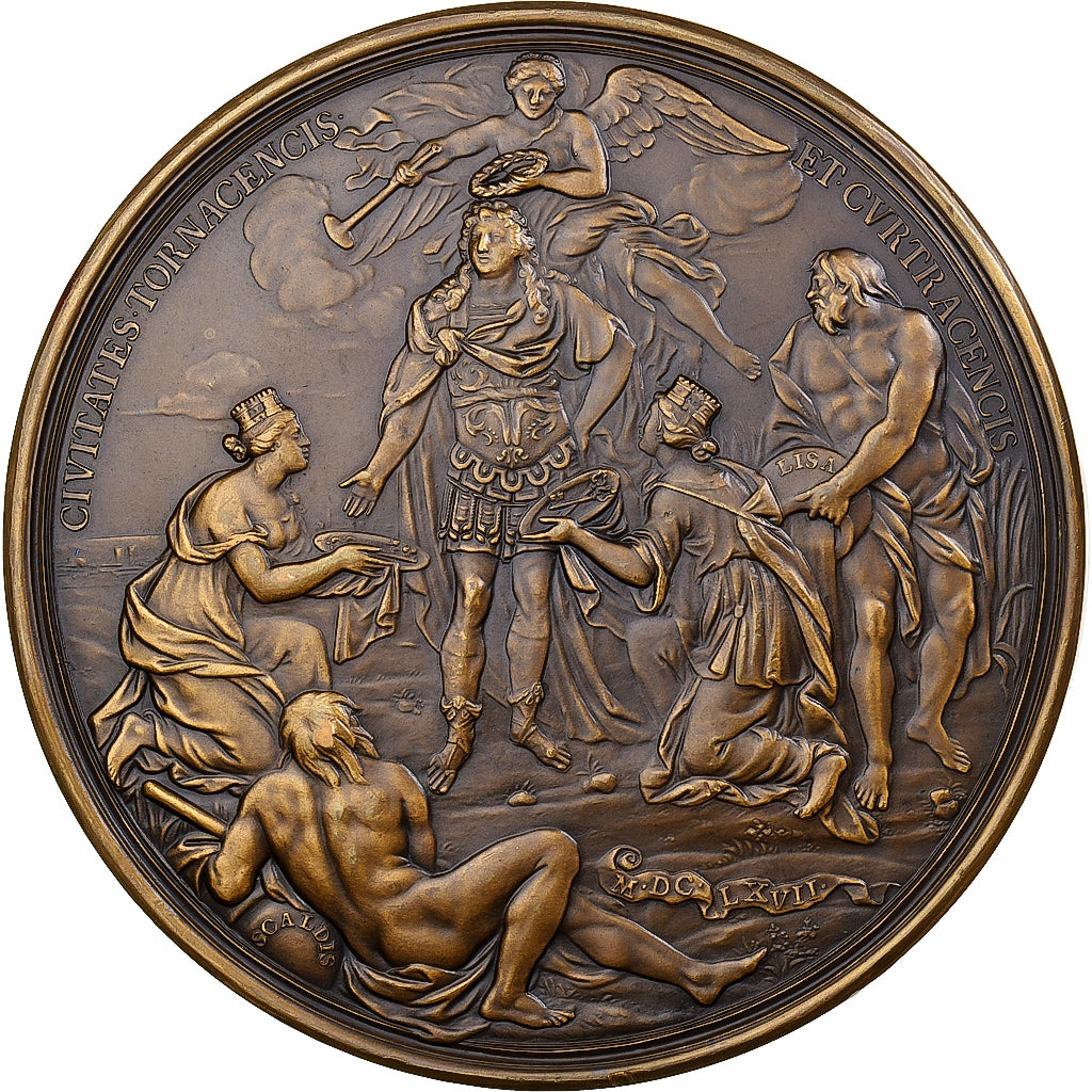 Francia, medaglia, Louis XIV, Prise de Tournai et Courtrai, 1667, MDP, Bronzo