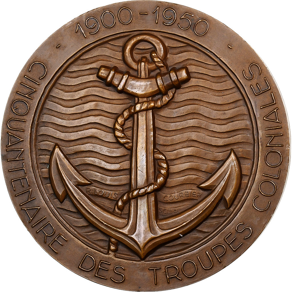 Frankreich, Medaille, Cinquantenaire des Troupes Coloniales, 1950, MDP, Bronze