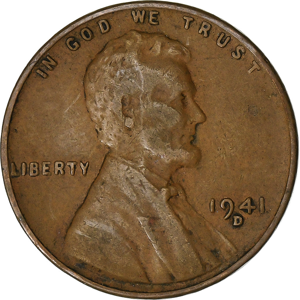 Estados Unidos da América, Cent, Lincoln, 1941, Denver, Cobre-Estanho-Zinco