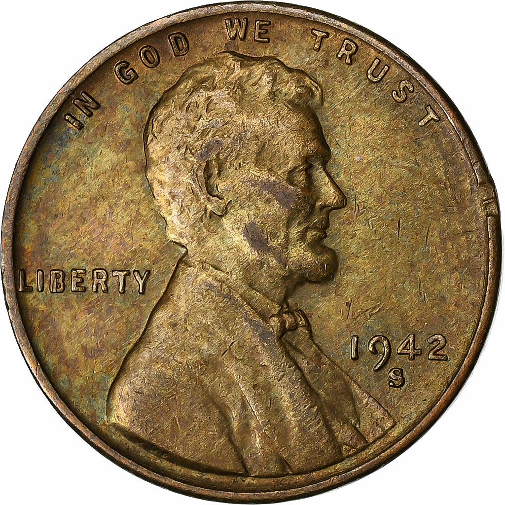 États-Unis, Cent, Lincoln, 1942, San Francisco, Cuivre-Étain-Zinc, TTB
