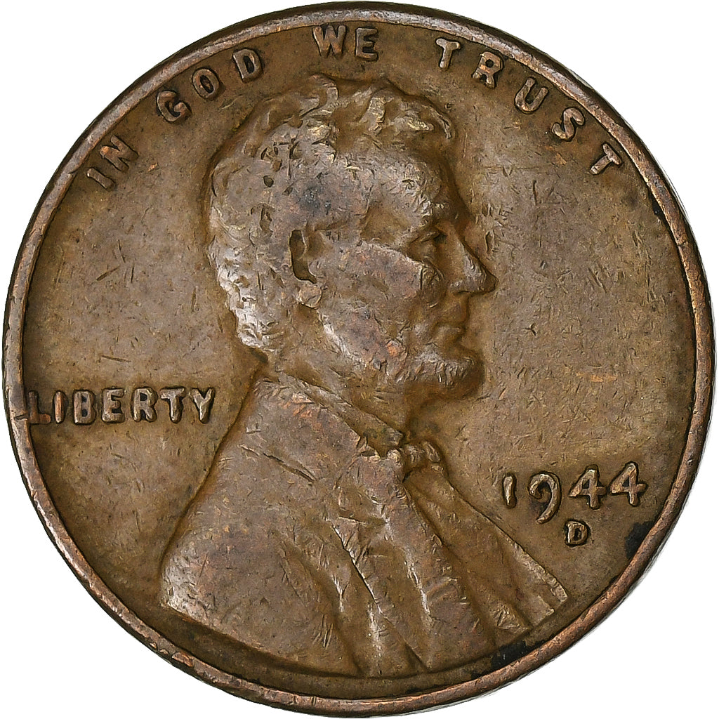 Estados Unidos da América, Cent, Lincoln, 1944, Denver, Cobre, VF(20-25)
