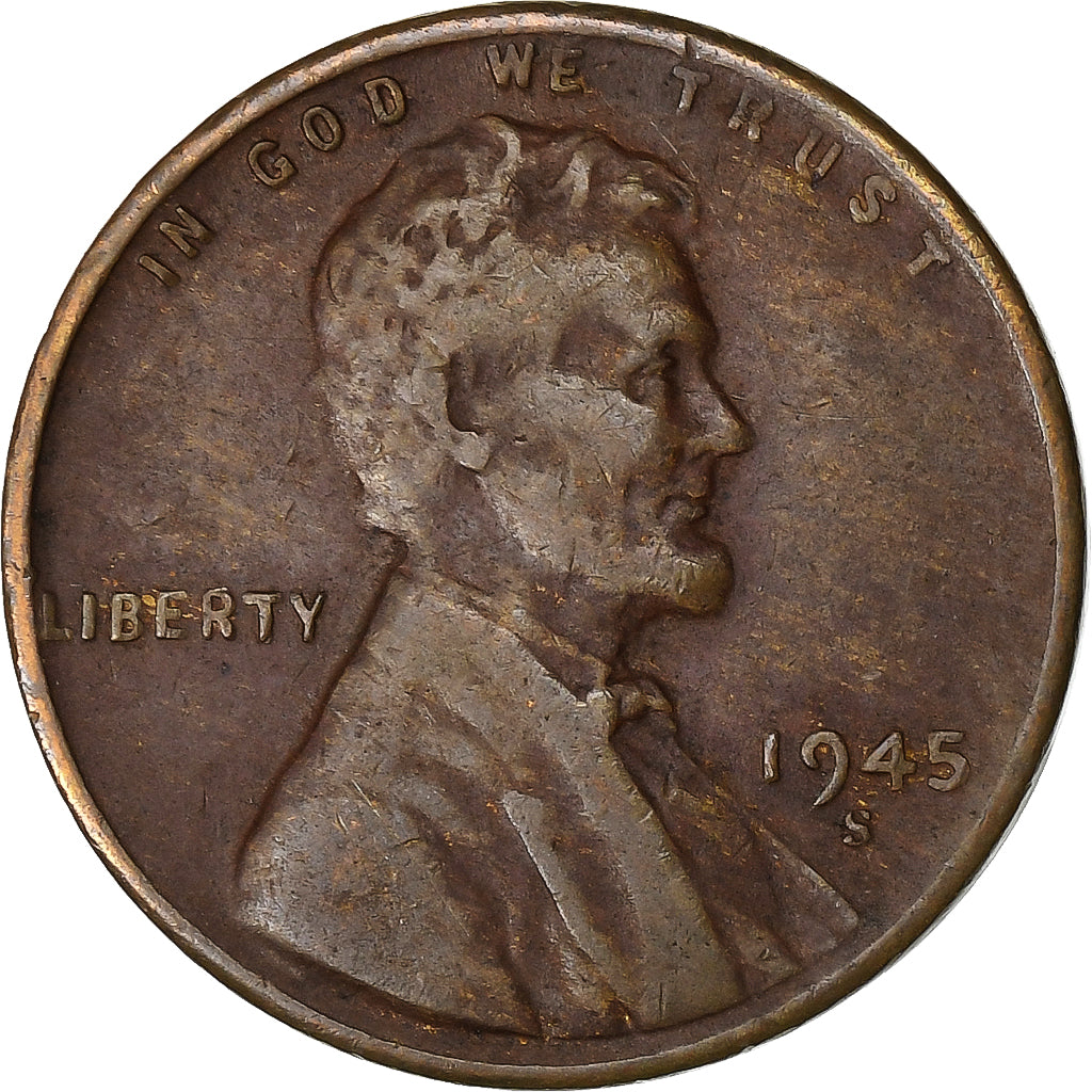 Estados Unidos da América, Cent, Lincoln, 1945, San Francisco, Cobre, VF(20-25)