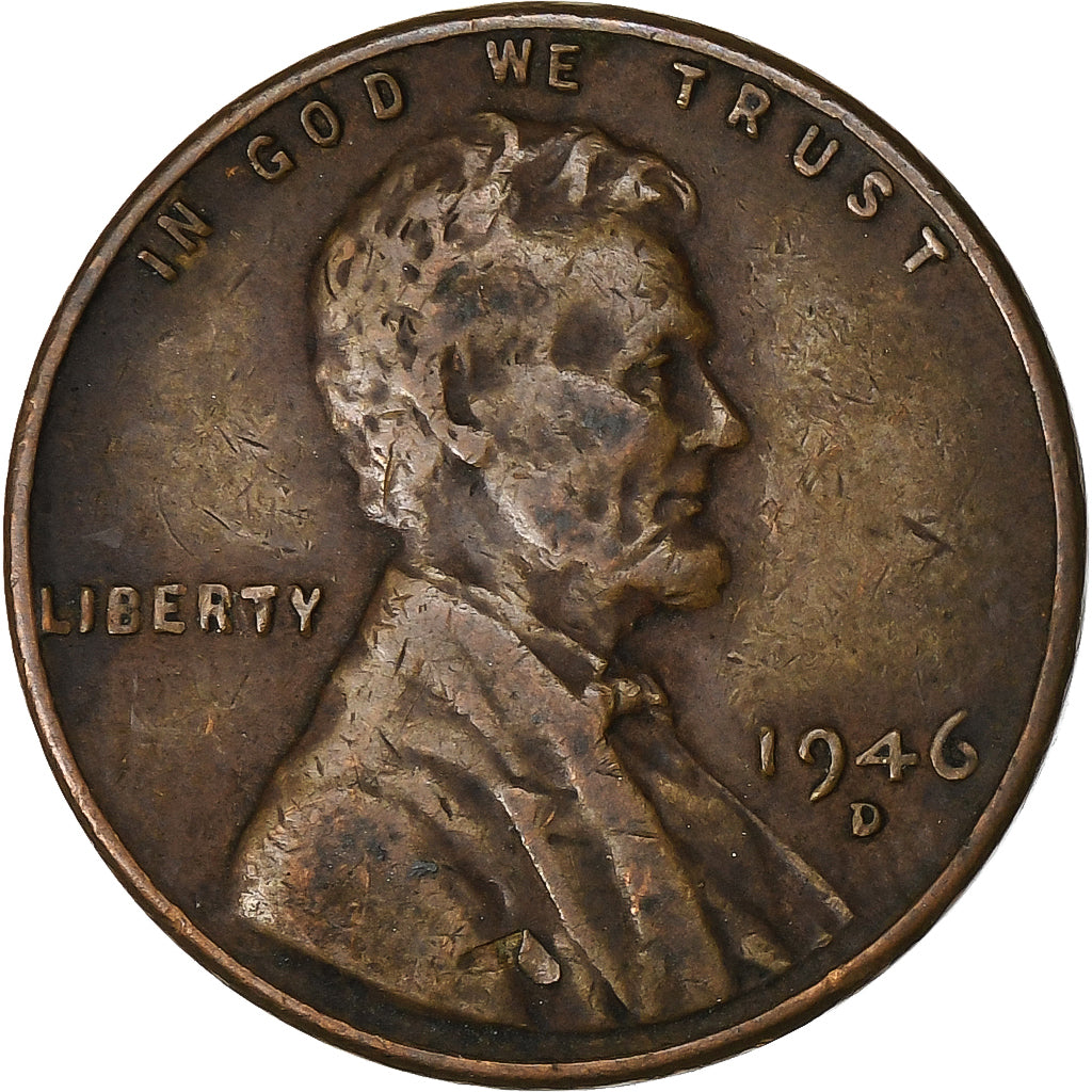 Stati Uniti, Cent, Lincoln, 1946, Denver, Rame, MB