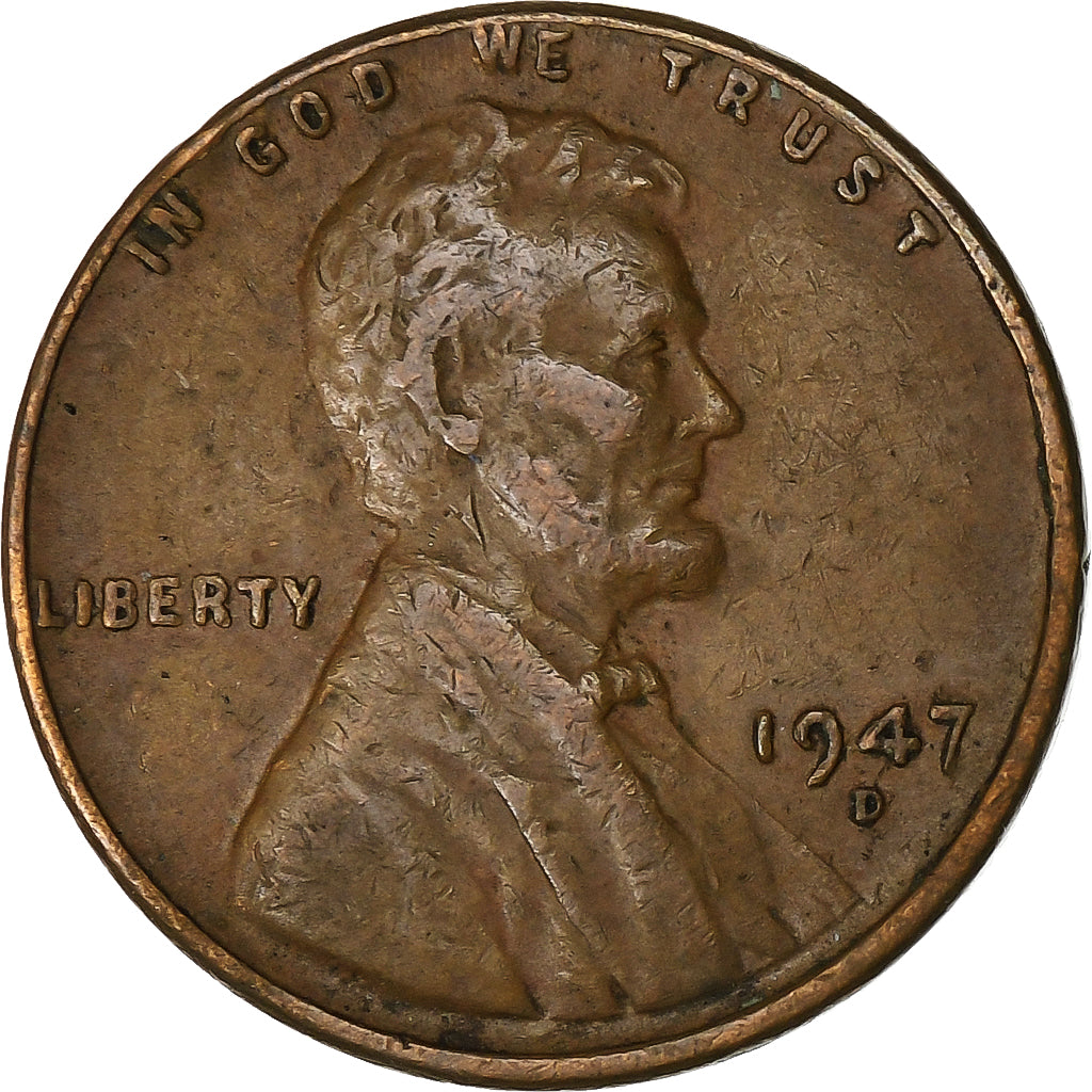 Estados Unidos da América, Cent, Lincoln, 1947, Denver, Cobre, VF(20-25)