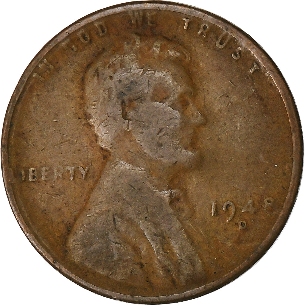 Estados Unidos da América, Cent, Lincoln, 1948, Denver, Cobre, VF(20-25)