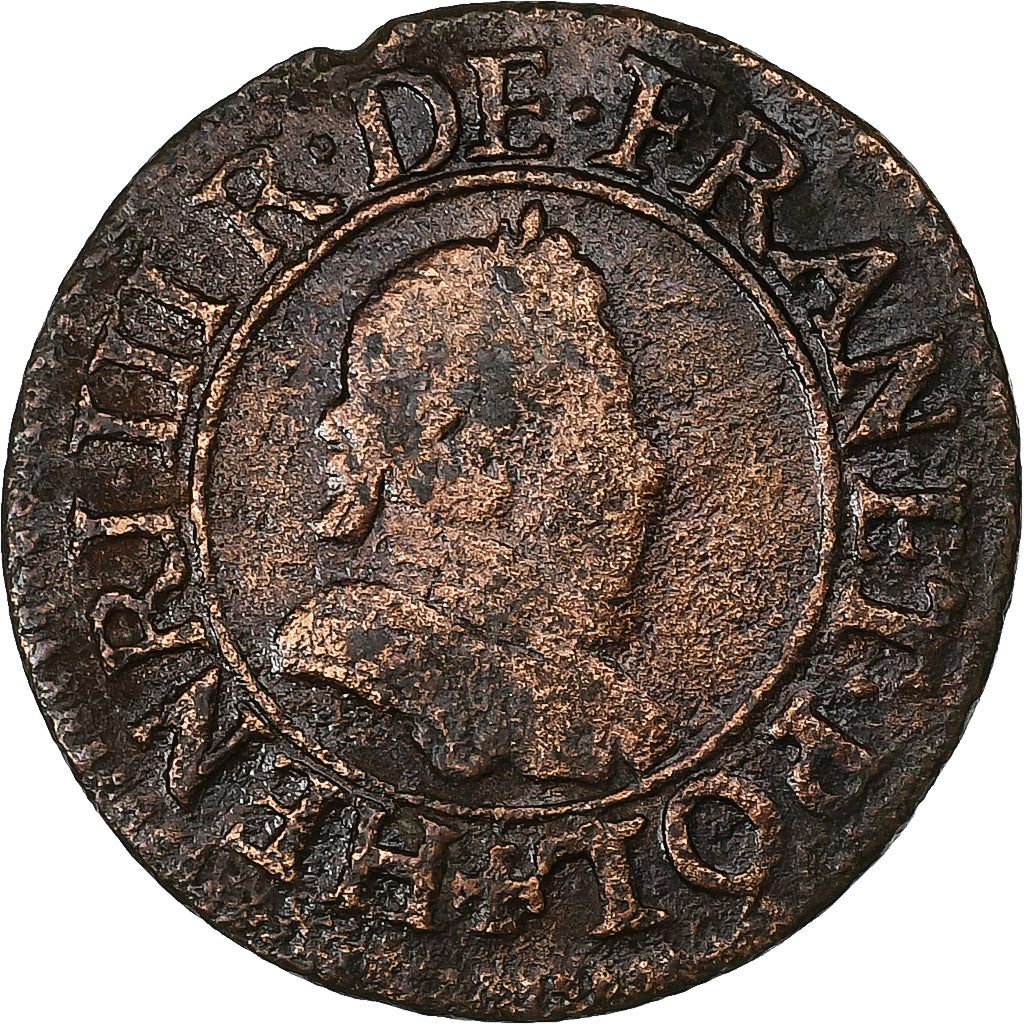 Francia, Henri III, Denier Tournois, 1583, Paris, Rame, MB