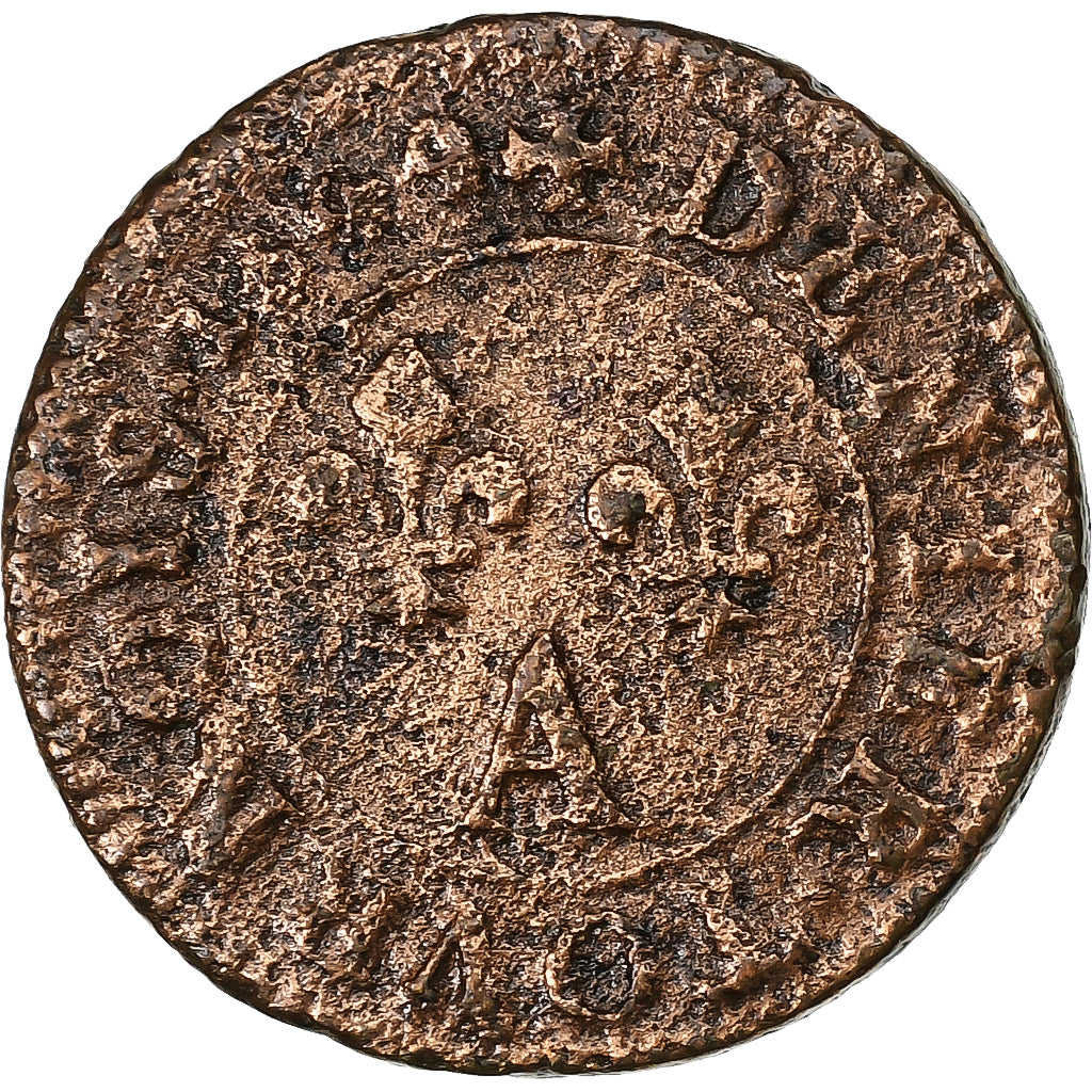França, Louis XIV, Denier Tournois, 1649, Paris, Cobre, VF(20-25)