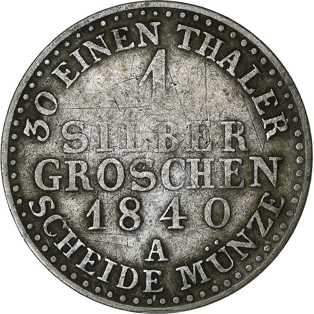 Estados Alemães, Karl Friedrich, Silbergroschen, 1840, Lingote, VF(30-35)