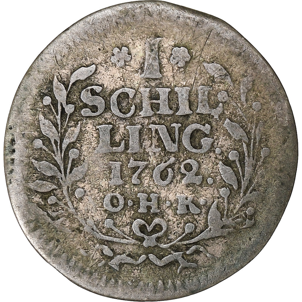 Free city of Hamburg, Schilling, 1762, Hamburg, Vellón, BC+