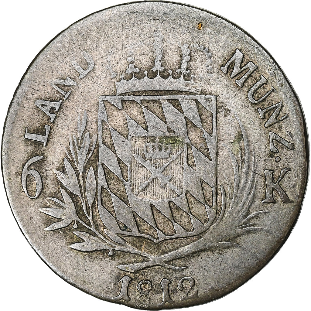 Kingdom of Bavaria, Maximillian I Joseph, 6 Kreuzer, 1812, Lingote, VF(20-25)