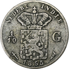 Indie Orientali Olandesi, William III, 1/10 Gulden, 1855, Utrecht, Argento, MB+