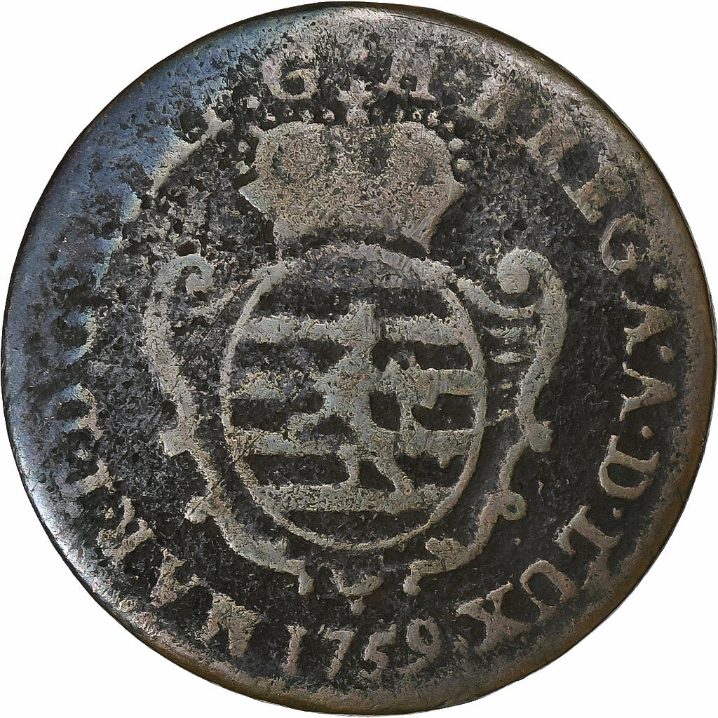 Luxembourg, Maria Theresa, Liard, 1759, Brussels, Copper, VF(20-25)