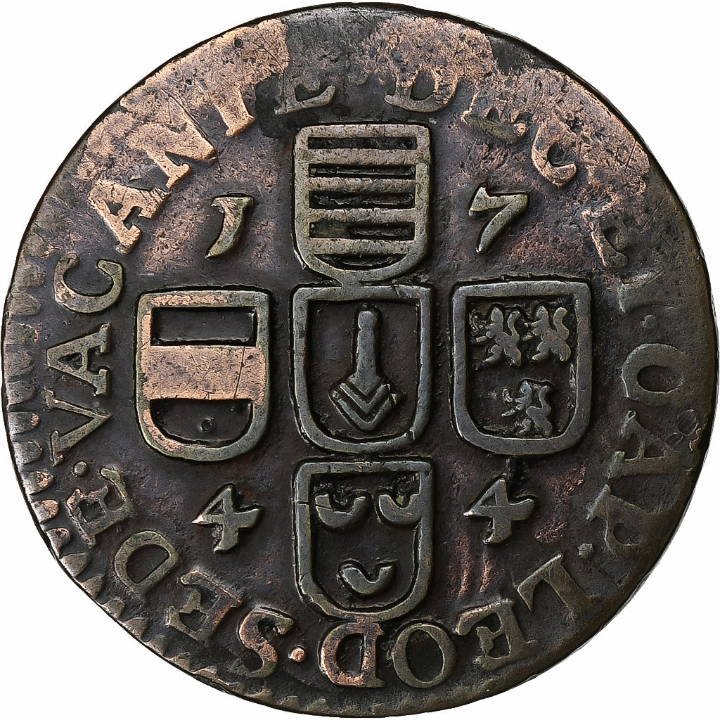 Prince-Bishopric of Liège, Sede Vacante, Liard, 1744, Liege, Copper, VF(20-25)