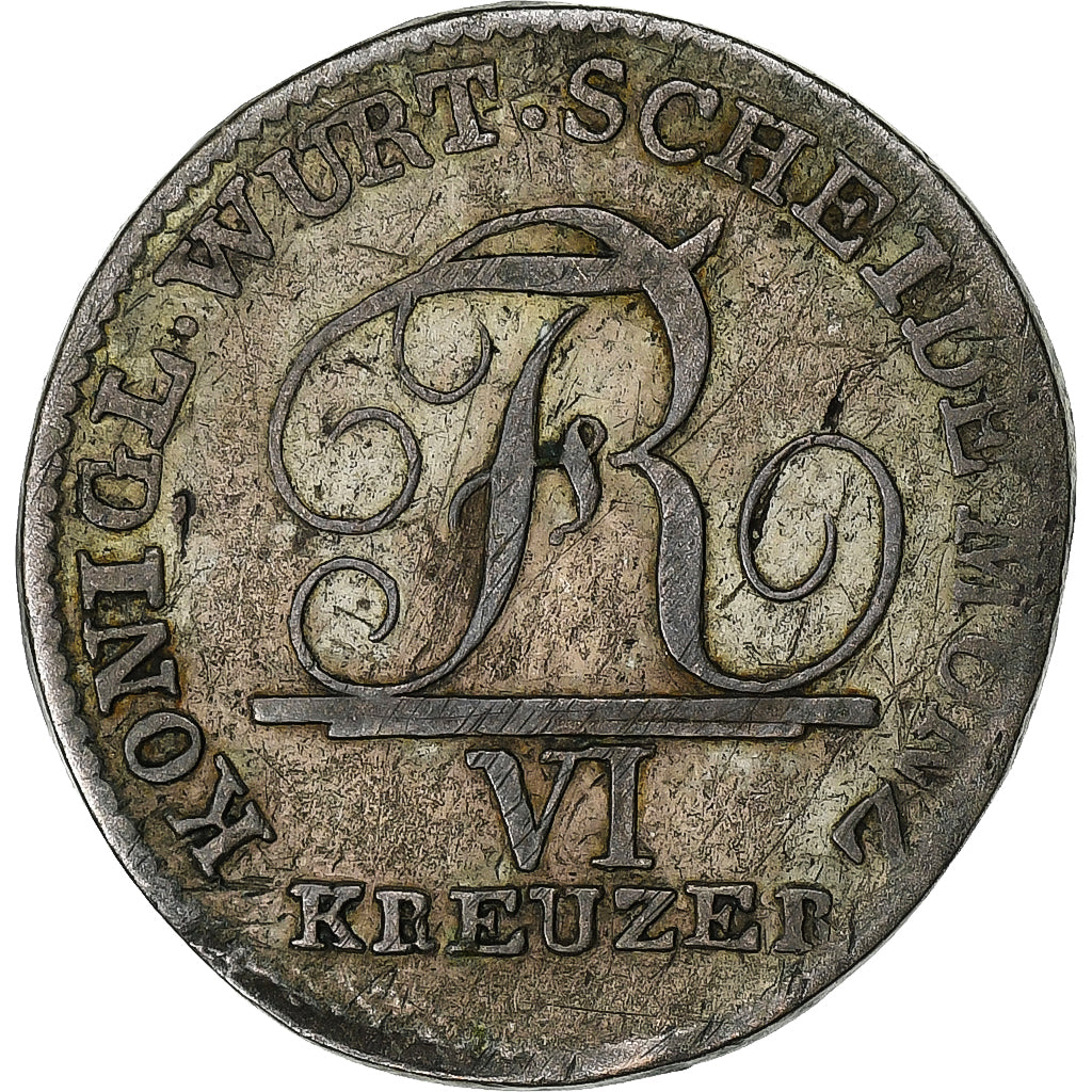 Kingdom of Württemberg, Friedrich I, 6 Kreuzer, 1806, Bilon, EF(40-45)
