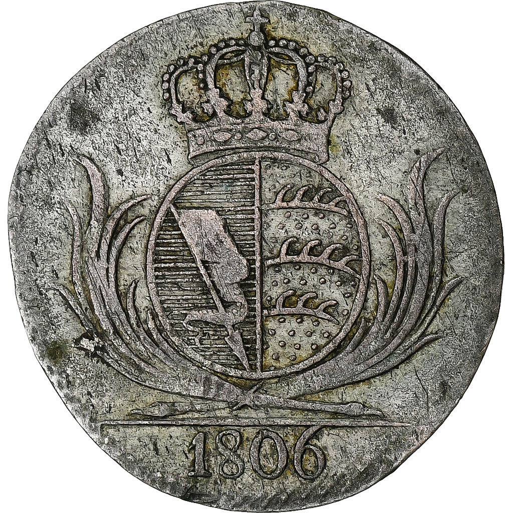 Kingdom of Württemberg, Friedrich I, 6 Kreuzer, 1806, Bilon, EF(40-45)