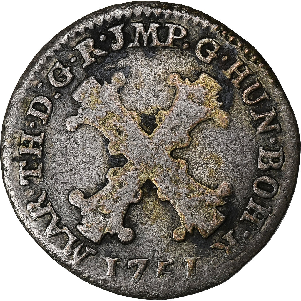 Austrian Netherlands, Maria Theresa, 10 Liards, 1751, Anvers, Billon, VF(20-25)