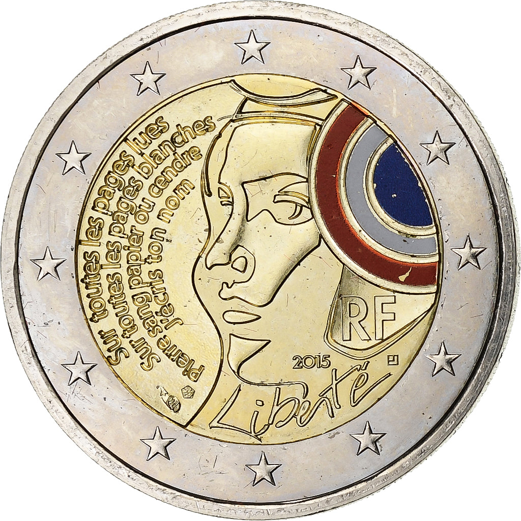 France, 2 Euro, Fête de la Fédération, Colorisé, 2015, MDP, Bimétallique