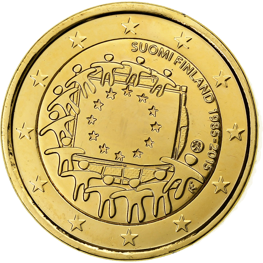 Finlandia, 2 Euro, European Union Flag, golden, 2015, Vantaa, Bimetálico, SC