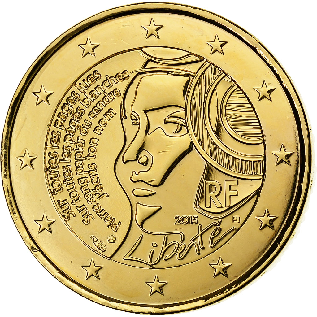 Francia, 2 Euro, Festival of the Federation, golden, 2015, MDP, Bimetálico, SC