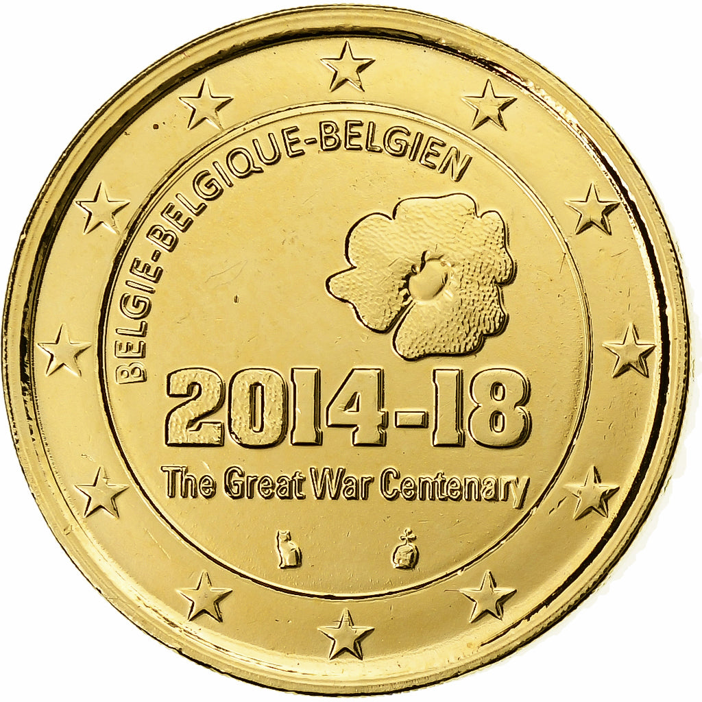 Belgio, 2 Euro, WW I Anniversary, golden, 2018, Brussels, Bi-metallico, SPL