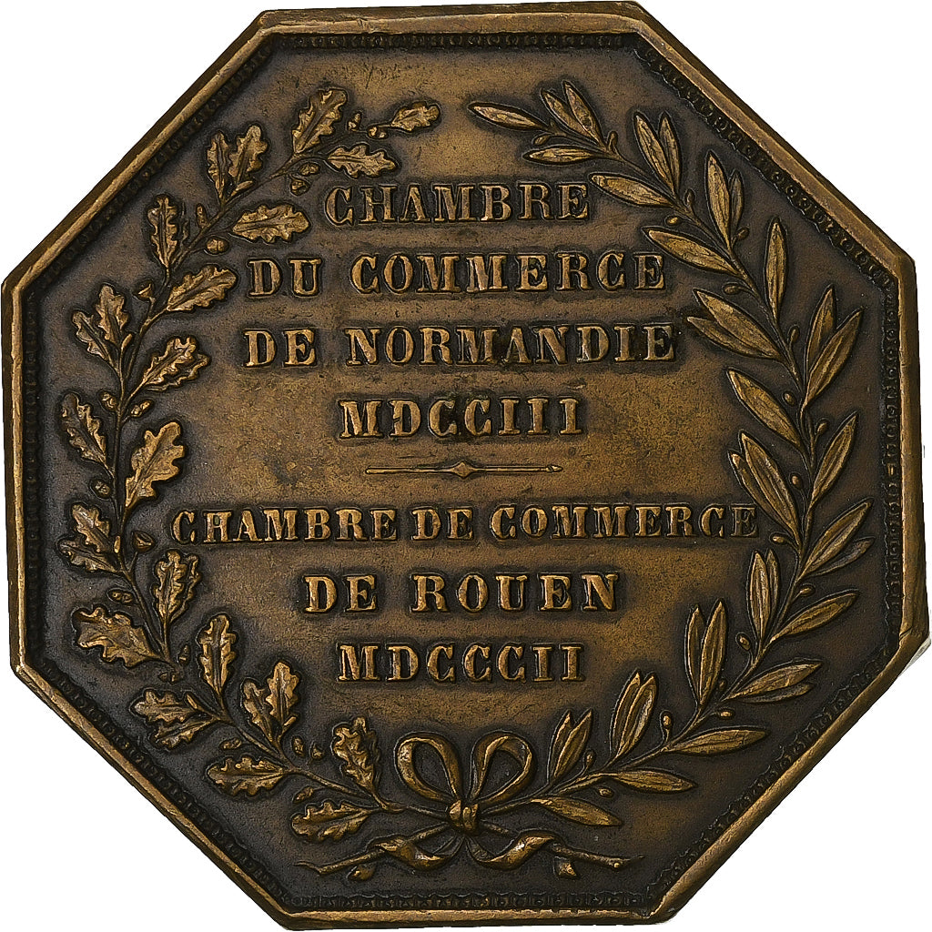 France, Medal, Chambre de Commerce de Rouen, 1802, MDP, Bronze, Lecomte