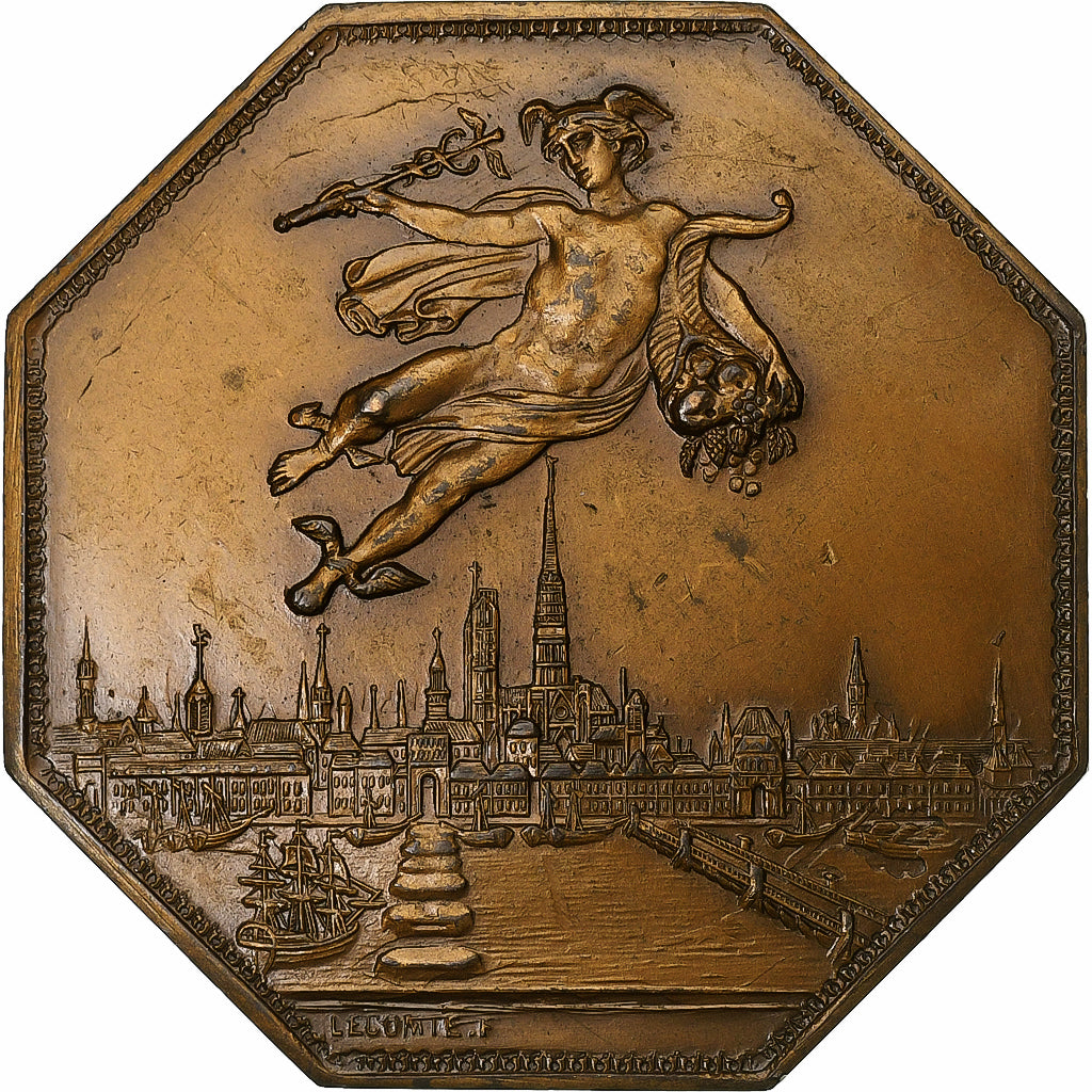 Francia, medaglia, Chambre de Commerce de Rouen, 1802, MDP, Bronzo, Lecomte