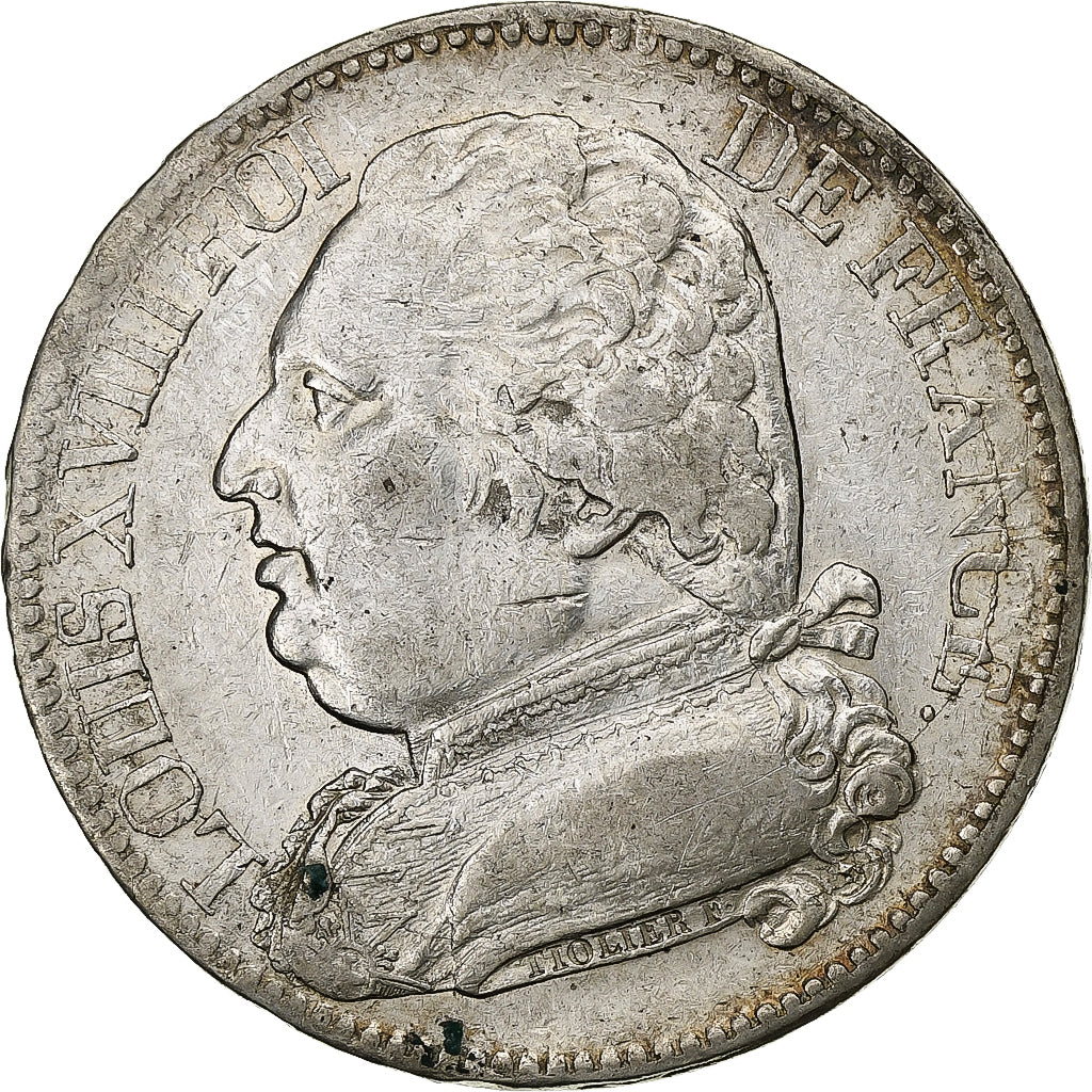 Francia, Louis XVIII, 5 Francs, 1814, Bayonne, Argento, BB, Gadoury:591
